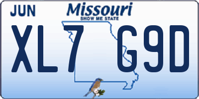MO license plate XL7G9D