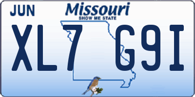 MO license plate XL7G9I