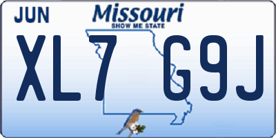 MO license plate XL7G9J