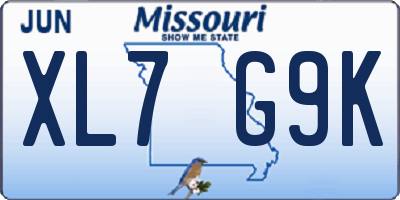 MO license plate XL7G9K