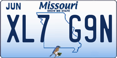 MO license plate XL7G9N