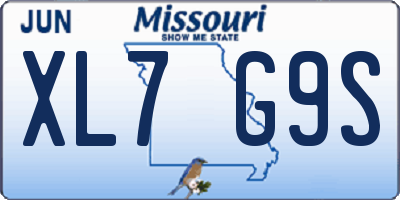 MO license plate XL7G9S