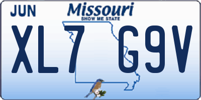 MO license plate XL7G9V