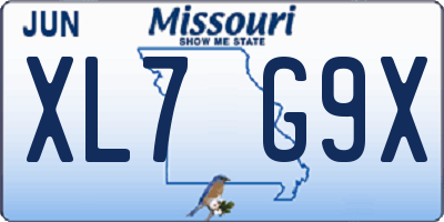 MO license plate XL7G9X