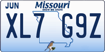 MO license plate XL7G9Z