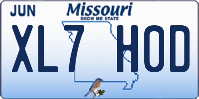 MO license plate XL7H0D