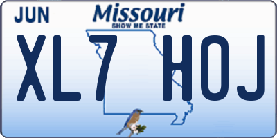 MO license plate XL7H0J