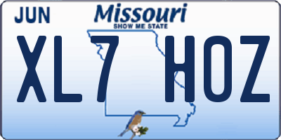 MO license plate XL7H0Z