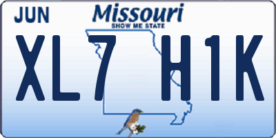 MO license plate XL7H1K