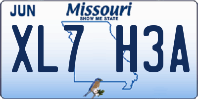 MO license plate XL7H3A