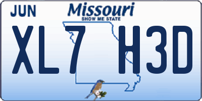 MO license plate XL7H3D