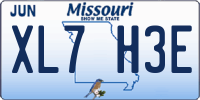 MO license plate XL7H3E
