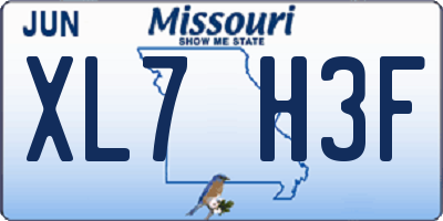 MO license plate XL7H3F