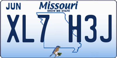 MO license plate XL7H3J