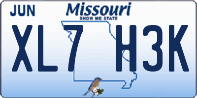 MO license plate XL7H3K