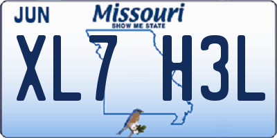 MO license plate XL7H3L