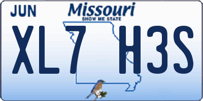 MO license plate XL7H3S