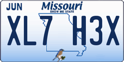 MO license plate XL7H3X