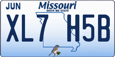 MO license plate XL7H5B