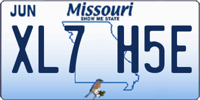 MO license plate XL7H5E