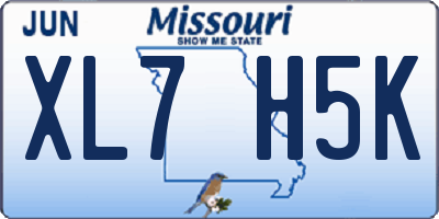 MO license plate XL7H5K