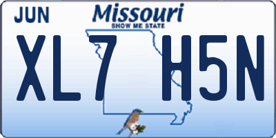 MO license plate XL7H5N