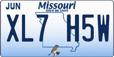 MO license plate XL7H5W
