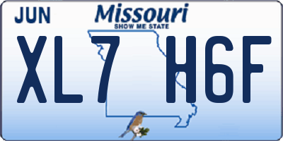 MO license plate XL7H6F