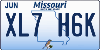 MO license plate XL7H6K