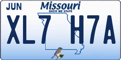 MO license plate XL7H7A
