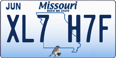 MO license plate XL7H7F