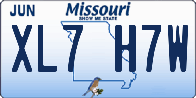 MO license plate XL7H7W