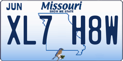 MO license plate XL7H8W