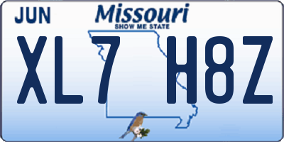 MO license plate XL7H8Z