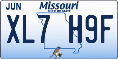 MO license plate XL7H9F