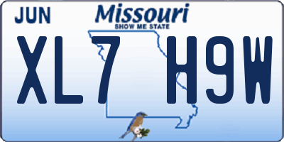MO license plate XL7H9W