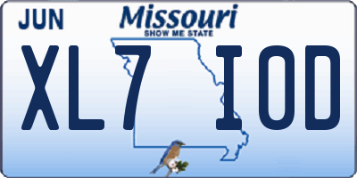 MO license plate XL7I0D