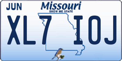 MO license plate XL7I0J