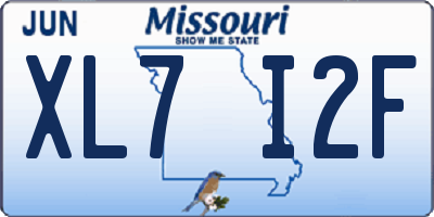 MO license plate XL7I2F