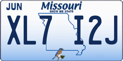 MO license plate XL7I2J