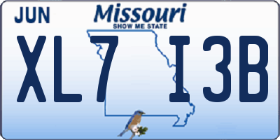 MO license plate XL7I3B