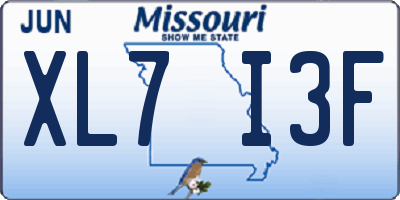 MO license plate XL7I3F
