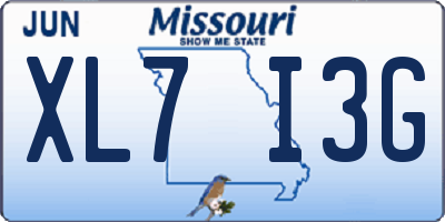 MO license plate XL7I3G
