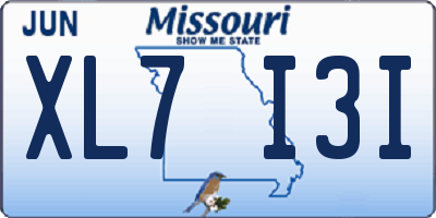 MO license plate XL7I3I