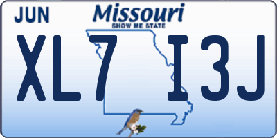 MO license plate XL7I3J