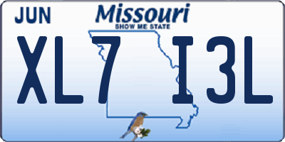 MO license plate XL7I3L