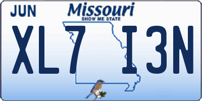 MO license plate XL7I3N