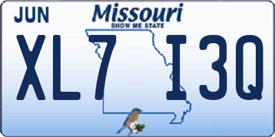 MO license plate XL7I3Q