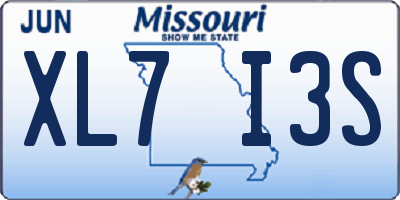 MO license plate XL7I3S