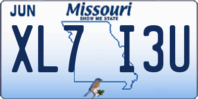 MO license plate XL7I3U